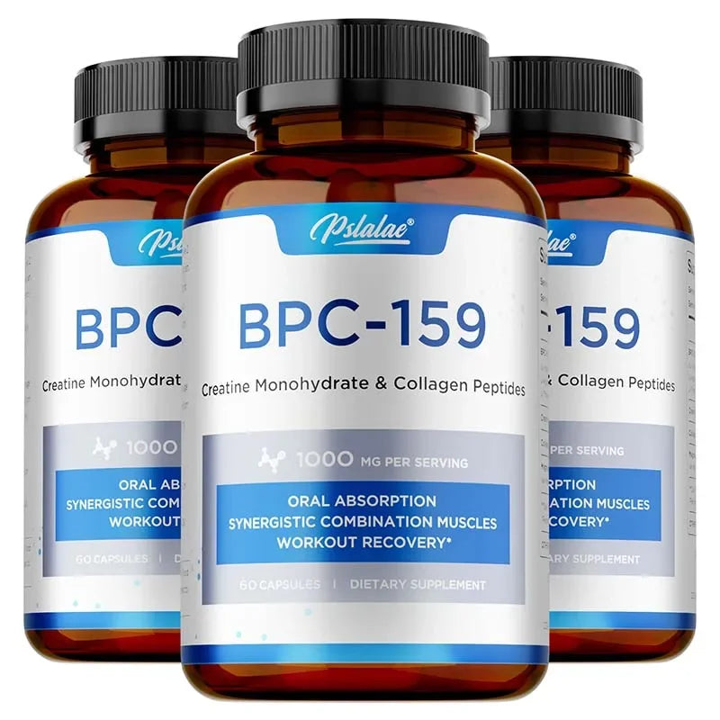 3 supplement bottles reading bpc-159