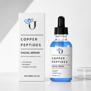 Copper Peptides facial serum bottle and packaging on a white background