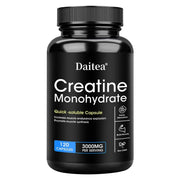Black supplement bottle labeled Creatine Monohydrate' on a white background 3000mg per serving
