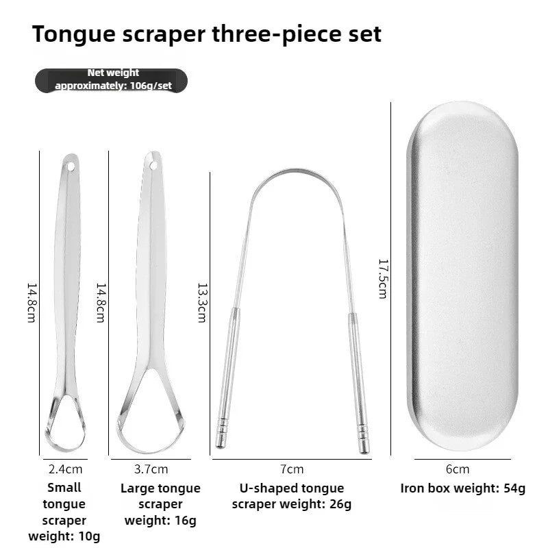 Stainless Steel Tongue Scraper Set