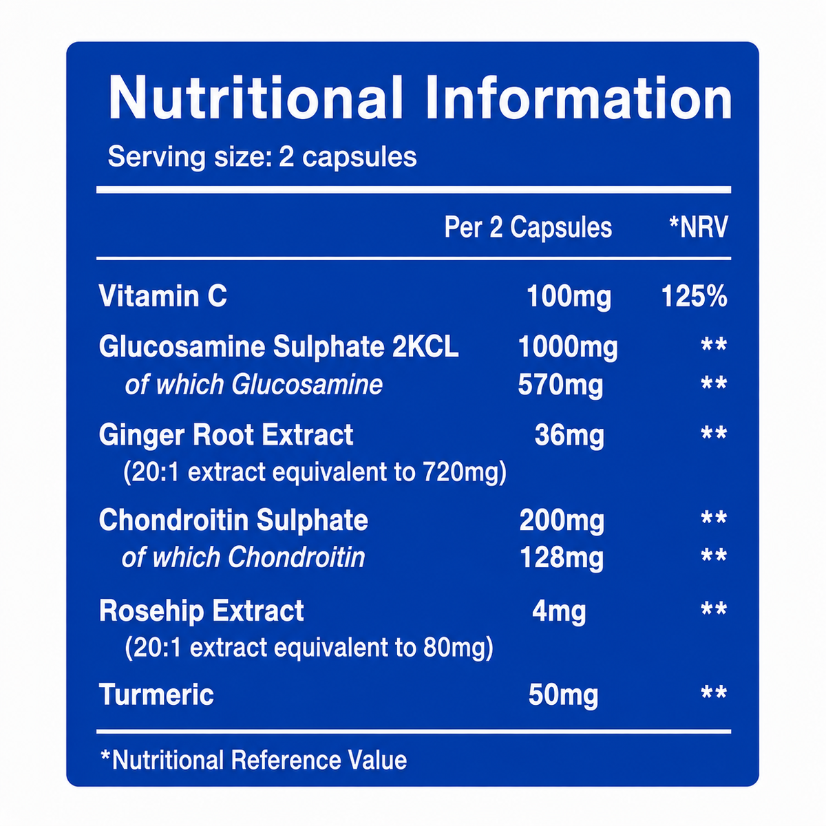glucosamine Chondroitin complex nutritional information