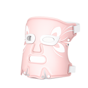Pink red light face mask with white accents on a white background
